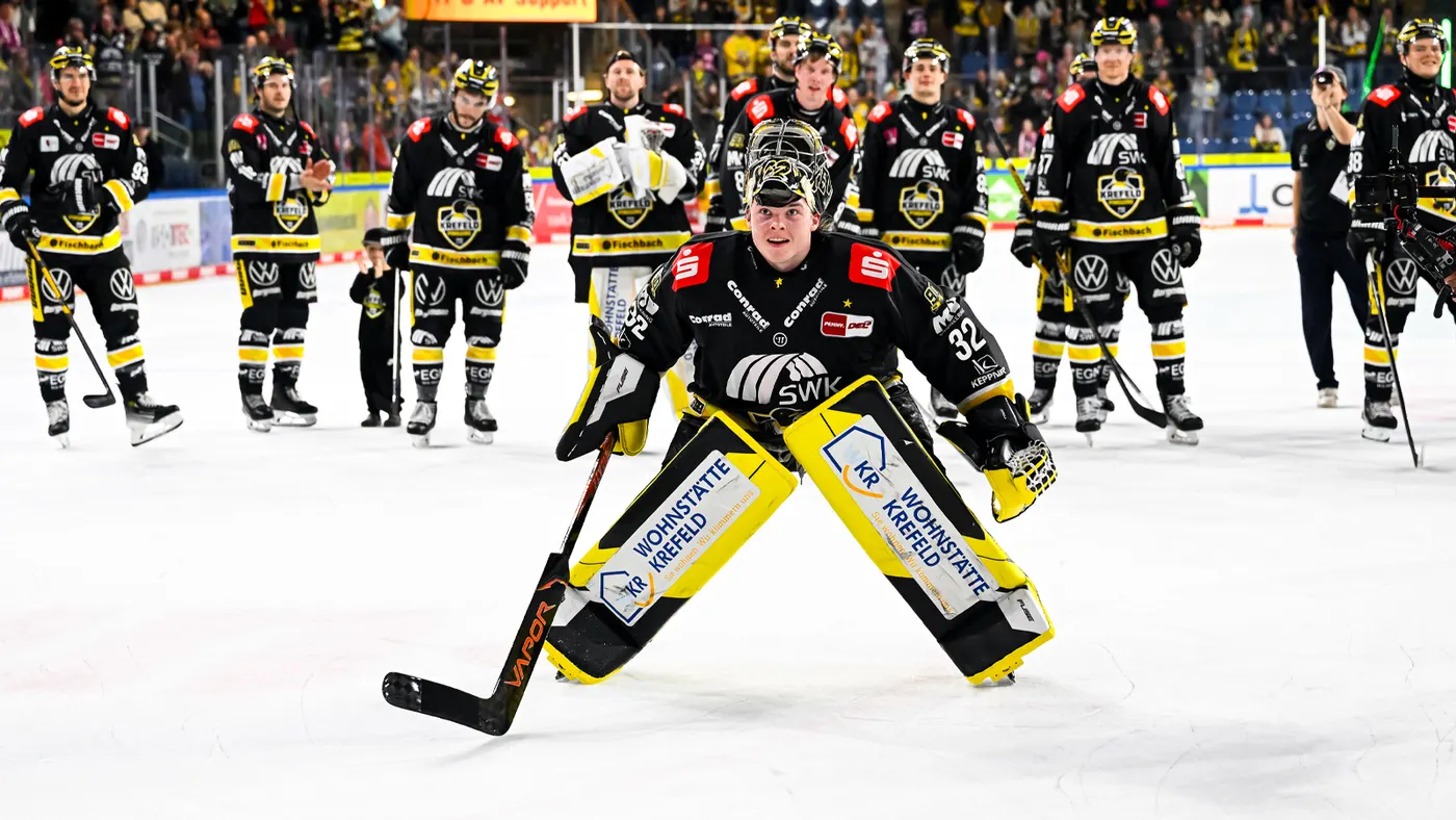 Krefeld Pinguine nach dem 3:1 gegen den ERC Ingolstadt